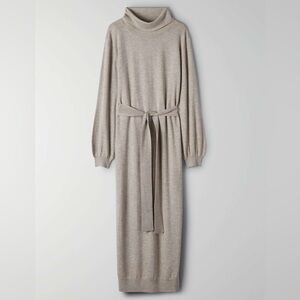 The Group X Babaton Aritzia Ono Long Belted Sweater Midi Dress Gray XS